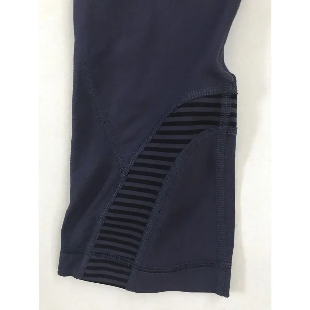 Lululemon Run Stripe Inspire Crop II Activewear Pants Cadet